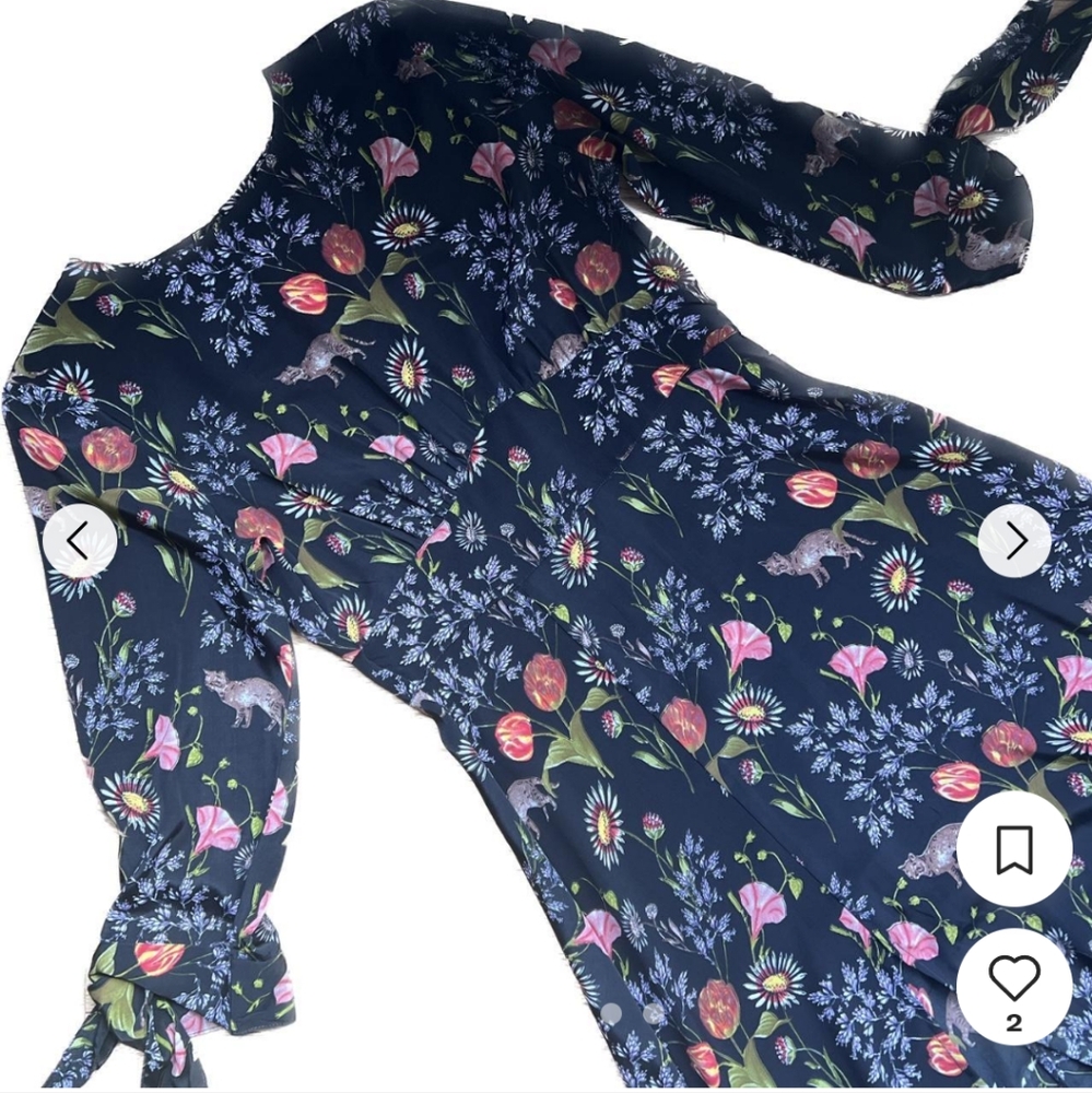 NEON ROSE FLORAL MIDI DRESS NWT - Picture 2 of 5